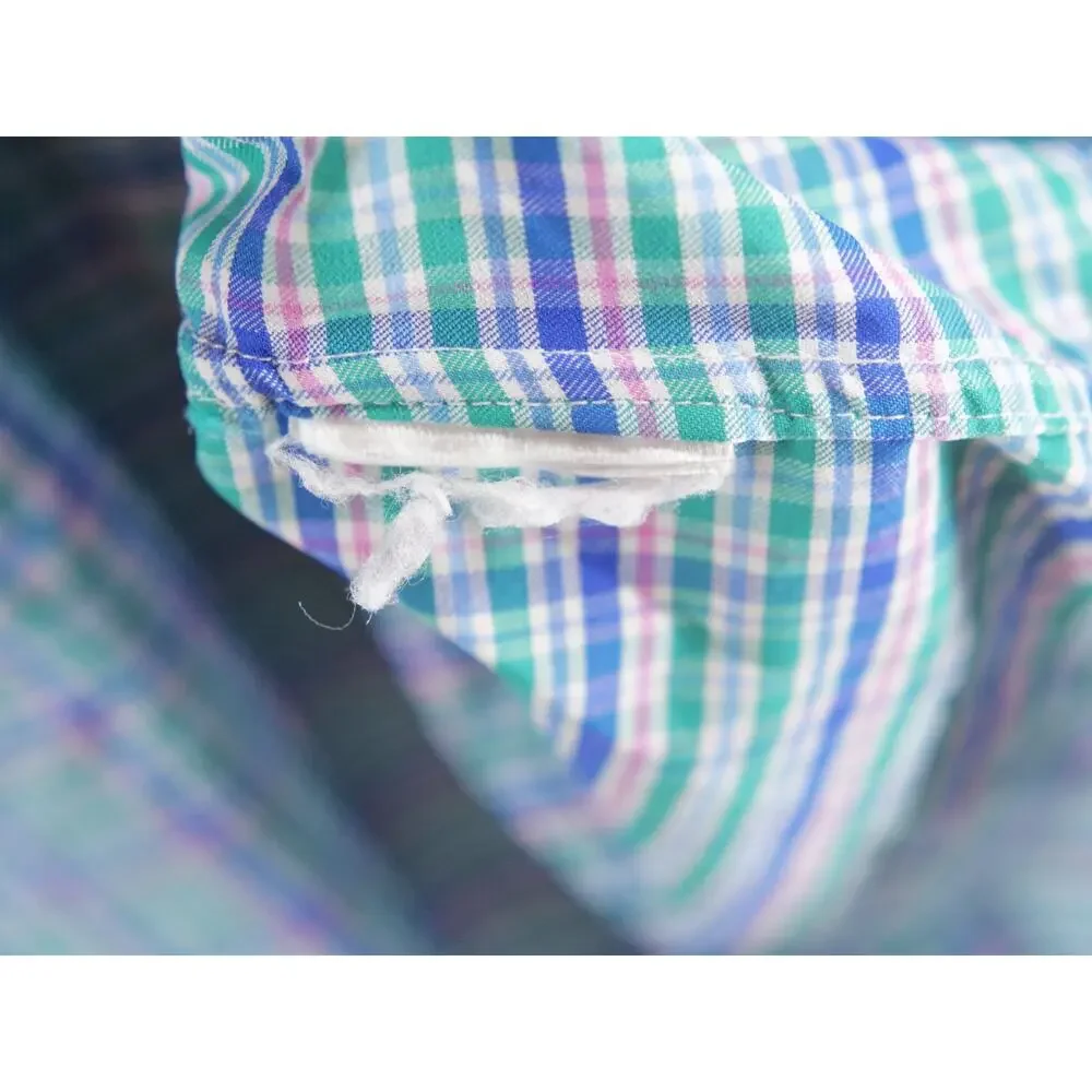 Polo Ralph Lauren Men Large Tall Blue Green Plaid Performance Casual Button Up
